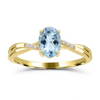 Luna Mia 10k Gold Aquamarine & Diamond Accent Ring