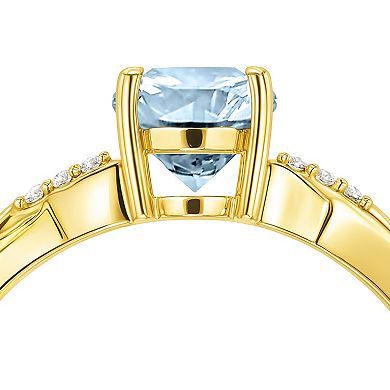 Luna Mia 10k Gold Aquamarine & Diamond Accent Ring