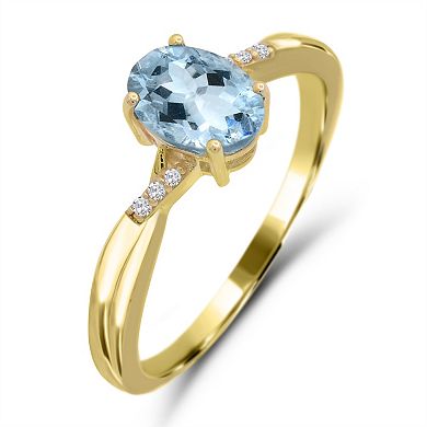 Luna Mia 10k Gold Aquamarine & Diamond Accent Ring