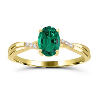 Luna Mia 10k Gold Emerald & Diamond Accent Ring
