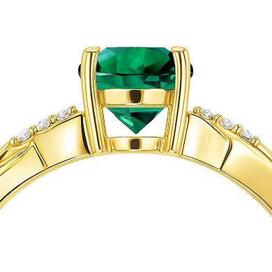 Luna Mia 10k Gold Emerald & Diamond Accent Ring