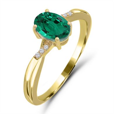 Luna Mia 10k Gold Emerald & Diamond Accent Ring