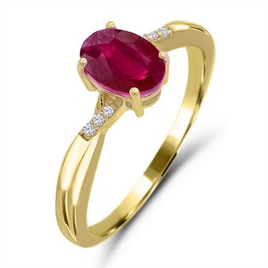 Luna Mia 10k Gold Gemstone & Diamond Accent Ring