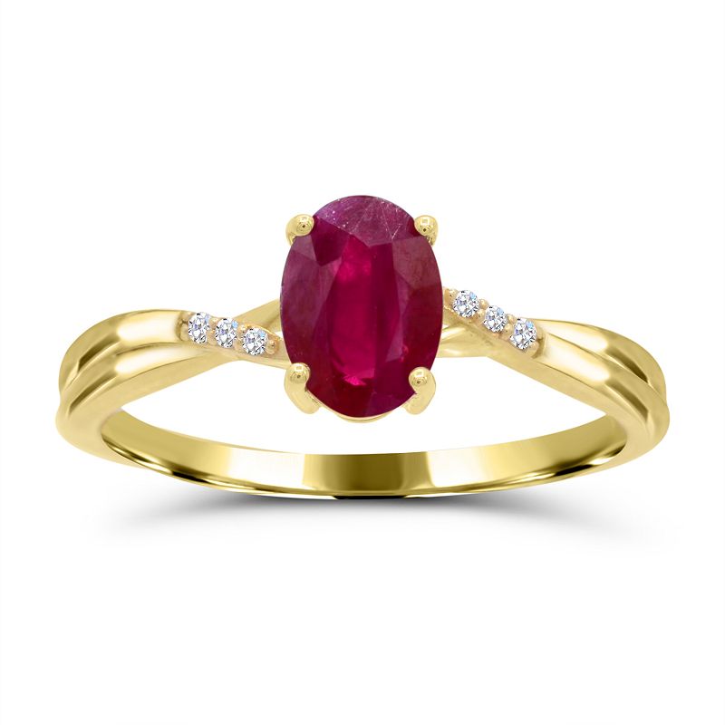 Luna Mia 10k Gold Gemstone & Diamond Accent Ring, Women's, 