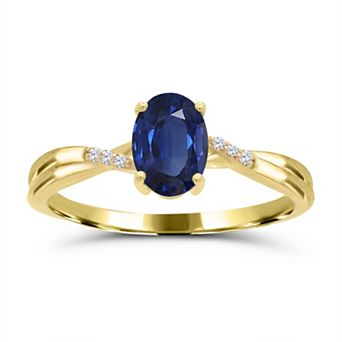 Luna Mia 10k Gold Oval Sapphire & Diamond Accent Ring