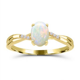 Luna Mia 10k Gold Opal & Diamond Accent Ring