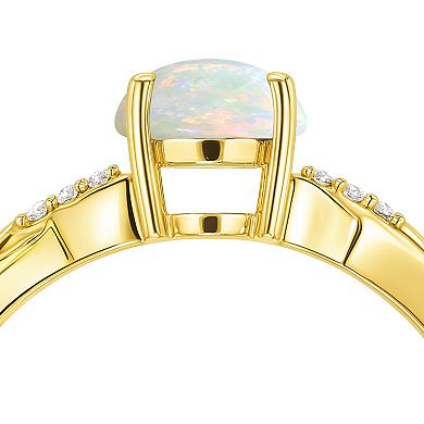 Luna Mia 10k Gold Opal & Diamond Accent Ring