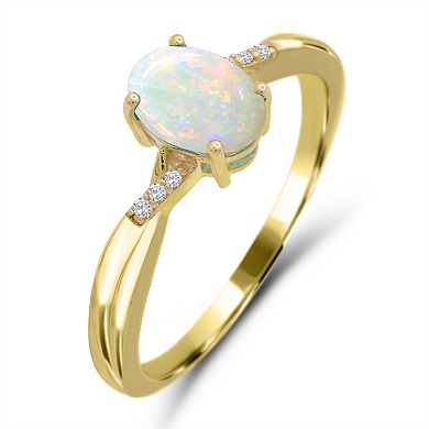 Luna Mia 10k Gold Opal & Diamond Accent Ring
