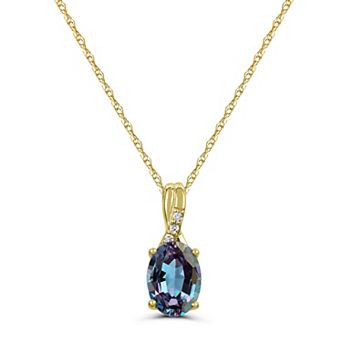 Luna Mia 10k Gold Lab-Created Gemstone & Diamond Pendant Necklace
