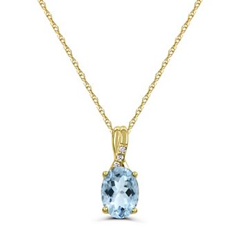 Luna Mia 10k Gold Aquamarine & Diamond Pendant Necklace - 18"