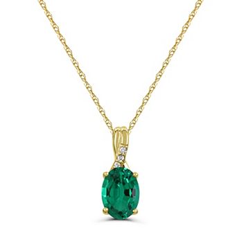 Luna Mia 10k Gold Emerald & Diamond Pendant Necklace - 18"