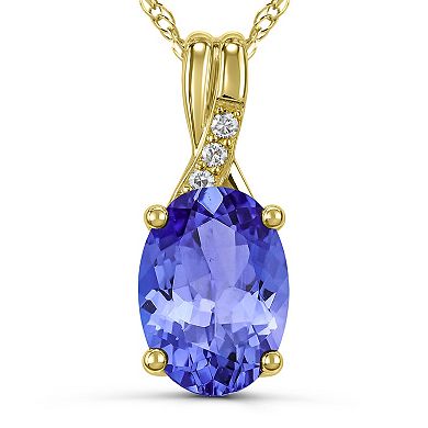 Luna Mia 10k Gold Gemstone & Diamond Pendant Necklace