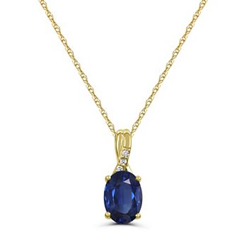 Luna Mia 10k Gold Blue Sapphire & Diamond Pendant Necklace - 18"