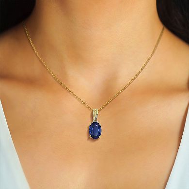 Luna Mia 10k Gold Blue Sapphire & Diamond Pendant Necklace - 18"