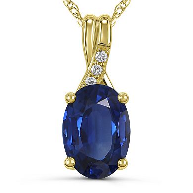 Luna Mia 10k Gold Blue Sapphire & Diamond Pendant Necklace - 18"