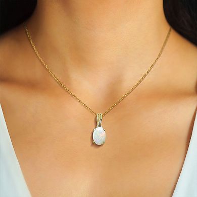 Luna Mia 10k Gold Opal & Diamond Pendant Necklace - 18"