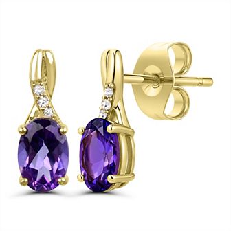 Luna Mia 10k Gold Gemstone & Diamond Accent Earrings