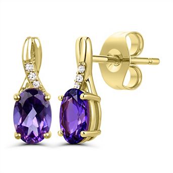 Luna Mia 10k Gold Gemstone & Diamond Accent Earrings