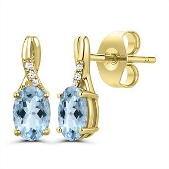 Luna Mia 10k Gold Aquamarine & Diamond Accent Earrings