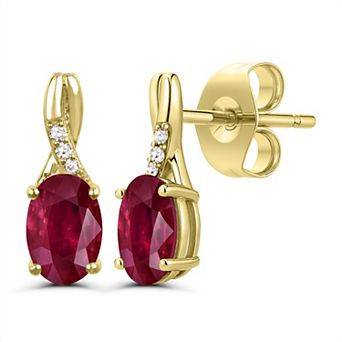 Luna Mia 10k Gold Ruby & Diamond Accent Earrings