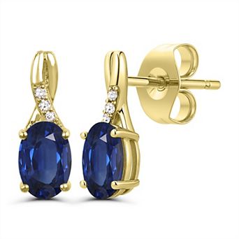 Luna Mia 10k Gold Blue Sapphire & Diamond Accent Earrings