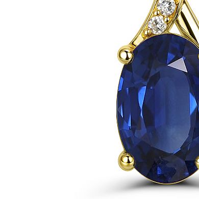 Luna Mia 10k Gold Blue Sapphire & Diamond Accent Earrings