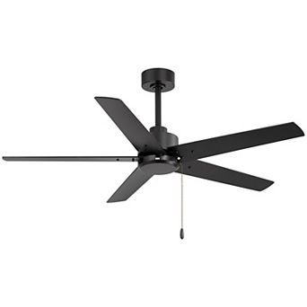 52 in Ceiling fan without light, 5 plywood blades, 3-speed AC motor, 5/10" downrods, pull chain