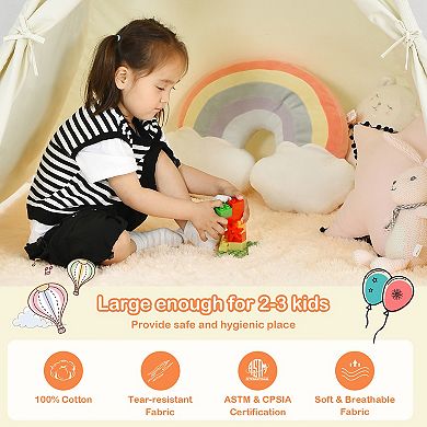 Costway Kids Canvas Play Tent Foldable Playhouse Toys for Indoor Outdoor