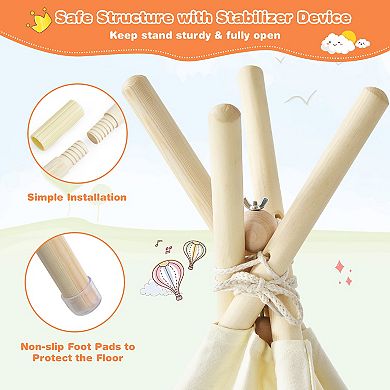 Costway Kids Canvas Play Tent Foldable Playhouse Toys for Indoor Outdoor