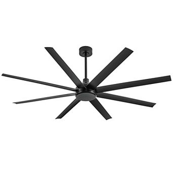 72 Inch modern no-light fan, 8 ABS blades, 7&12" downrods, 6-speed DC motor, remote