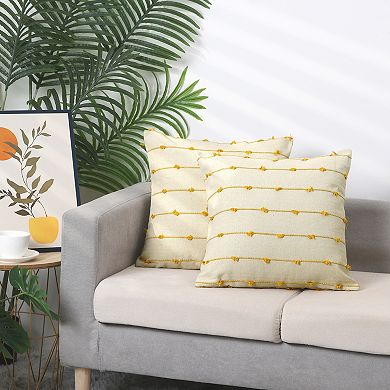 4 Pack Cotton Striped Boho Cushion Covers Modern Farmhouse Decorative Throw Pillow Covers 18x18 Inch