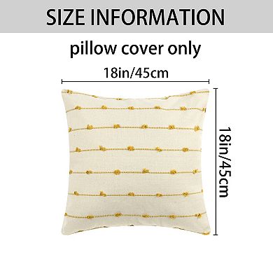 4 Pack Cotton Striped Boho Cushion Covers Modern Farmhouse Decorative Throw Pillow Covers 18x18 Inch