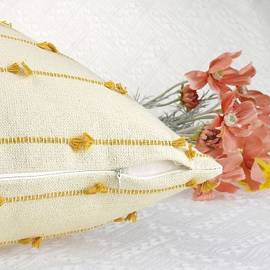 4 Pack Cotton Striped Boho Cushion Covers Modern Farmhouse Decorative Throw Pillow Covers 18x18 Inch