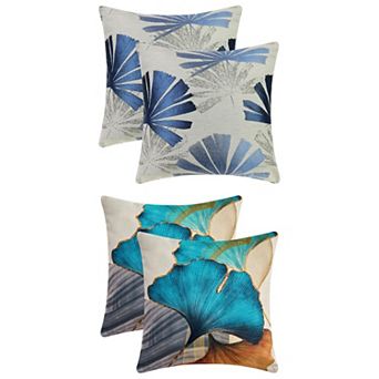 4 pc Leaf Throw Pillow Covers, Stylish Cushion Cases Home Decor Pillowcases for Bedroom 18x18 Inch