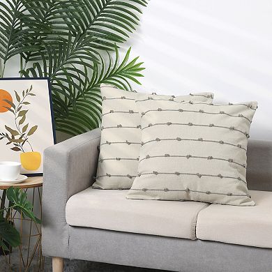 3 Pack Striped Boho Cushion Covers Modern Farmhouse Decorative Square Throw Pillow Covers 18x18 Inch