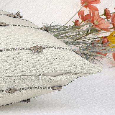 3 Pack Striped Boho Cushion Covers Modern Farmhouse Decorative Square Throw Pillow Covers 18x18 Inch