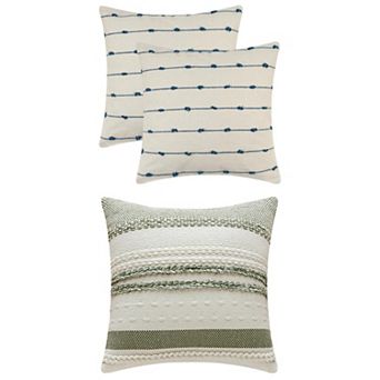 3 Pack Striped Boho Cushion Covers Modern Farmhouse Decorative Square Throw Pillow Covers 18x18 Inch