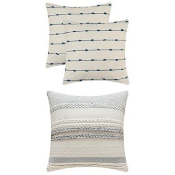 3 Pack Striped Boho Cushion Covers Modern Farmhouse Decorative Square Throw Pillow Covers 18x18 Inch