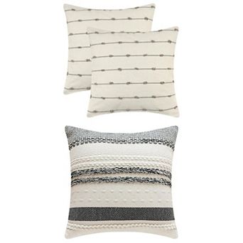 3 Pack Striped Boho Cushion Covers Modern Farmhouse Decorative Square Throw Pillow Covers 18x18 Inch