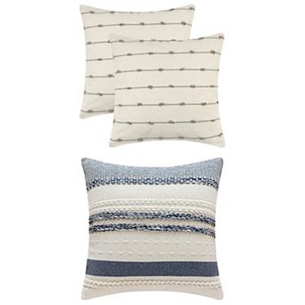 3 Pack Striped Boho Cushion Covers Modern Farmhouse Decorative Square Throw Pillow Covers 18x18 Inch