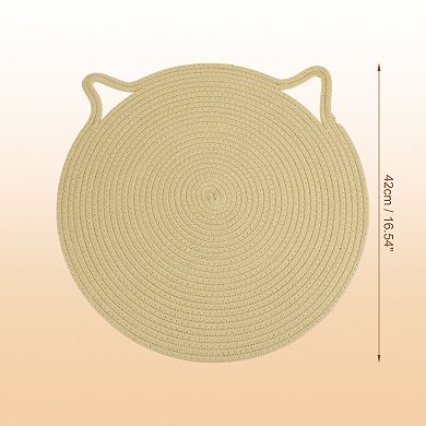 Cat Scratcher Mat, Cotton Rope Cat Scratch Pad, Round Horizontal Cat Floor Scratching Pad Rug