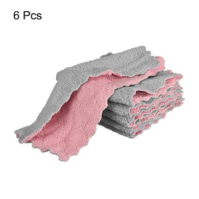 6Pcs Kitchen Dish Towel 9.4" Absorbent Coral Fleece Dish Cloth
