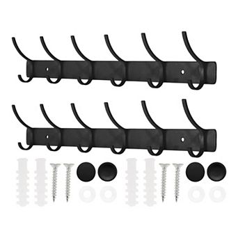2 pc Coat Rack Wall Mount, Hat Rack with 6 Hook for Wall, Towel Hooks for Bathrooms
