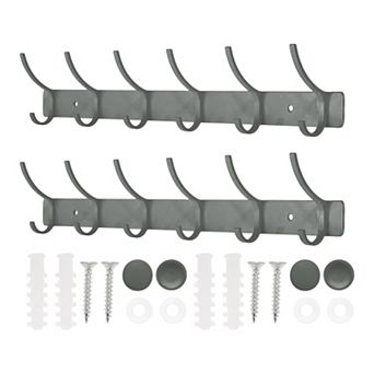 2 pc Coat Rack Wall Mount, Hat Rack with 6 Hook for Wall, Towel Hooks for Bathrooms