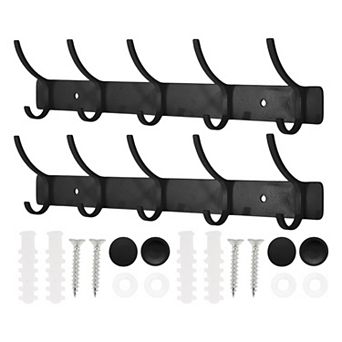 2 pc Coat Rack Wall Mount, Hat Rack with 5 Hook for Wall, Towel Hooks for Bathrooms