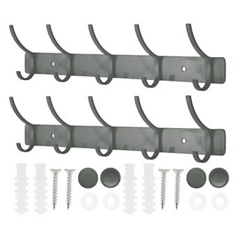 2 pc Coat Rack Wall Mount, Hat Rack with 5 Hook for Wall, Towel Hooks for Bathrooms