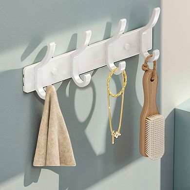 2 Pcs Coat Rack Wall Mount, Hat Rack with 4 Hook for Wall, Towel Hooks for Bathrooms
