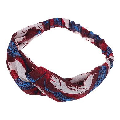 Fashion Feather Pattern Cross Elastic Hairband for Women 1 Pc