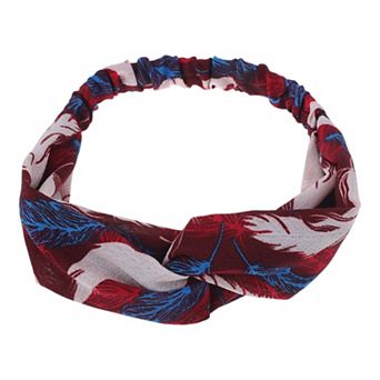 Fashion Feather Pattern Cross Elastic Hairband for Women 1 pc