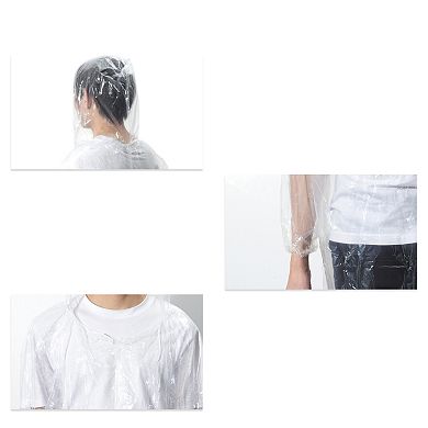 5Pcs Disposable Rain Ponchos, Waterproof Lightweight Raincoats with Hood and Sleeves